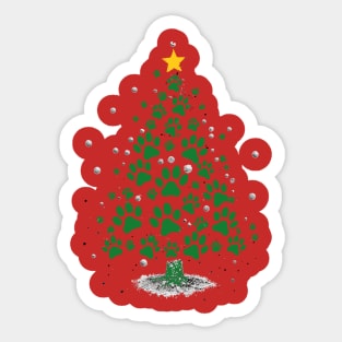 Dog Lover Paw Print Christmas Tree Sticker